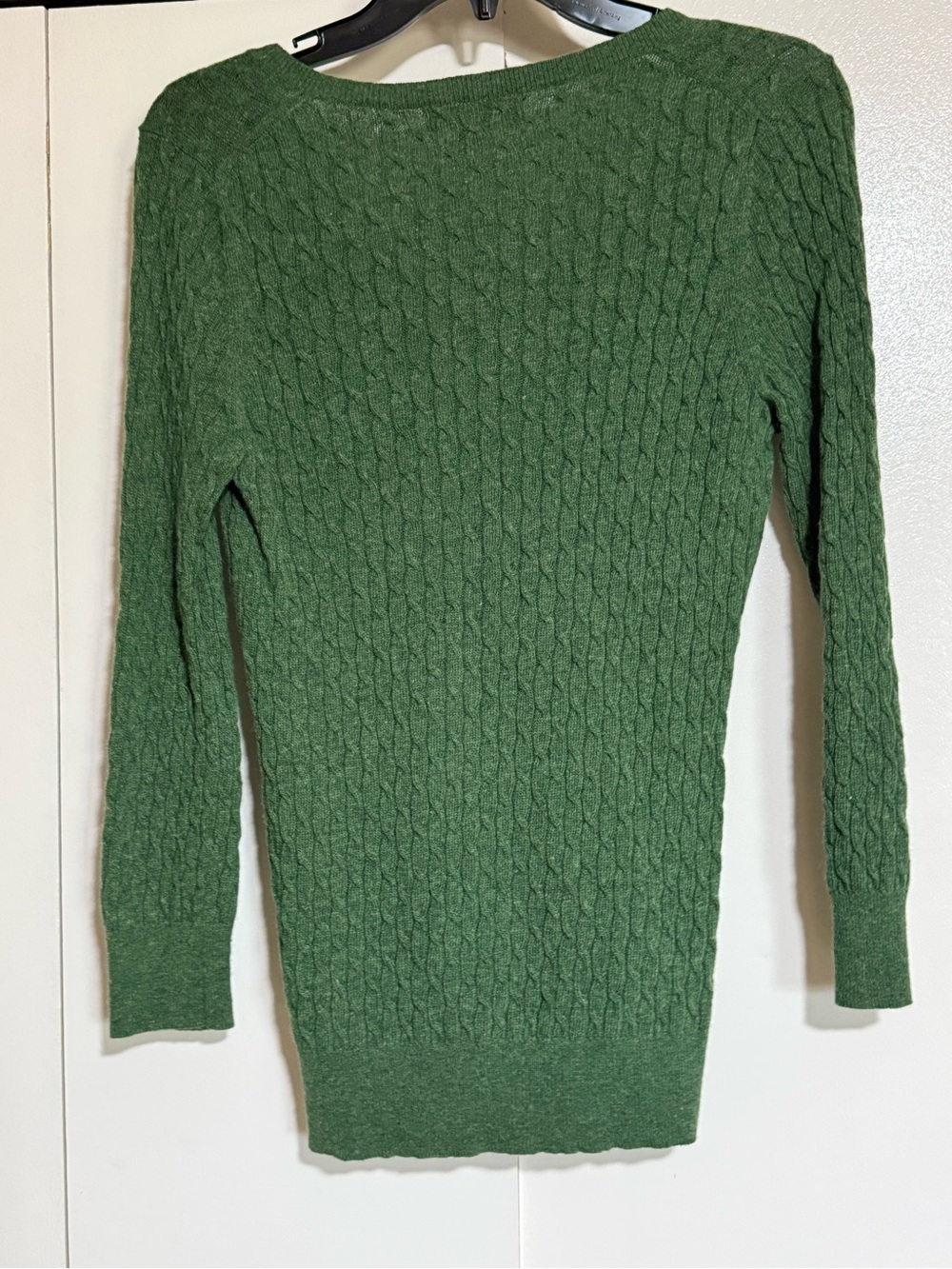 Banana Republic Italian Yarn Wool Cashmere Cable Knit Sweater Green Medium - Picture 5 of 8